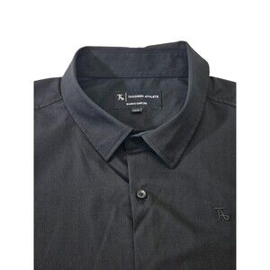 CCN Men's XXXL Tailored Athlete Bamboo Short Sleeve Black Button Down Shirt EUC